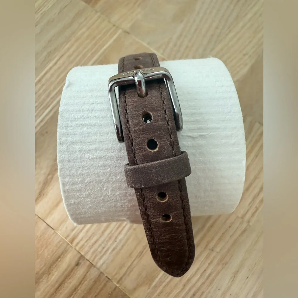 NEW Fossil ladies stainless steel brown tan leather classic watch NEW BATTERY